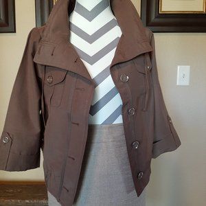 Chicos Brown Mid Sleeve Bomber-Type Jacket